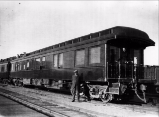 Arthur Conan Doyle in front of the Grand Trunk Railway car "The Canada" Arthur Conan Doyle in front of the Grand Trunk Railway car "The Canada"