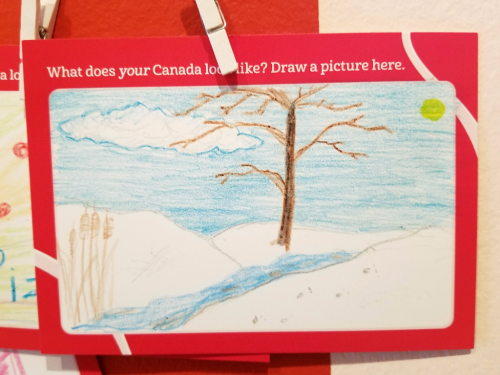 Crayon drawing of winter landscape Crayon drawing of winter landscape