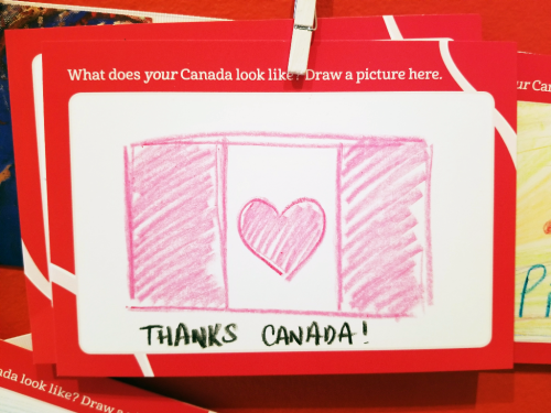Crayon drawing of the canadian flag with a heart instead of a maple leaf and the words Thanks Canada! Crayon drawing of the canadian flag with a heart instead of a maple leaf and the words Thanks Canada!