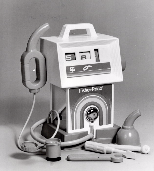 Plastic toy version of a gas pump for young children
