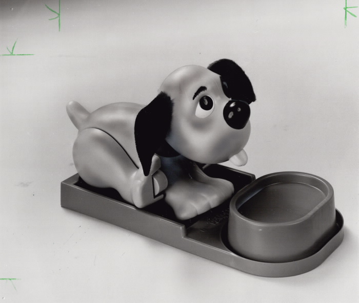 Plastic dog toy with a water bowl