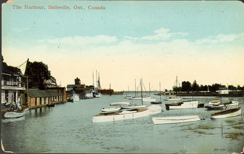 Colour postcard of several boats floating in a bay