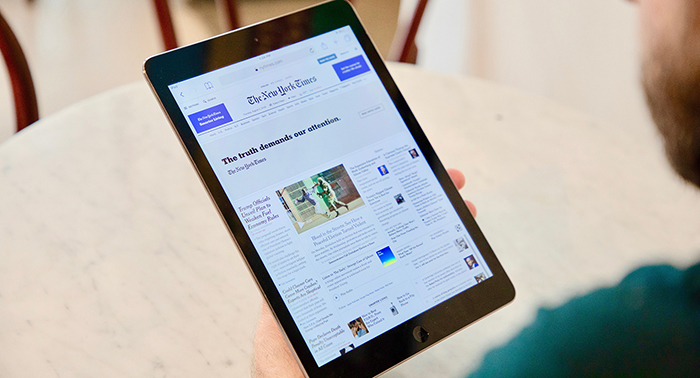 Digital newspaper on tablet