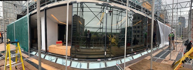 The exterior of Toronto Reference Library during the windows replacement project