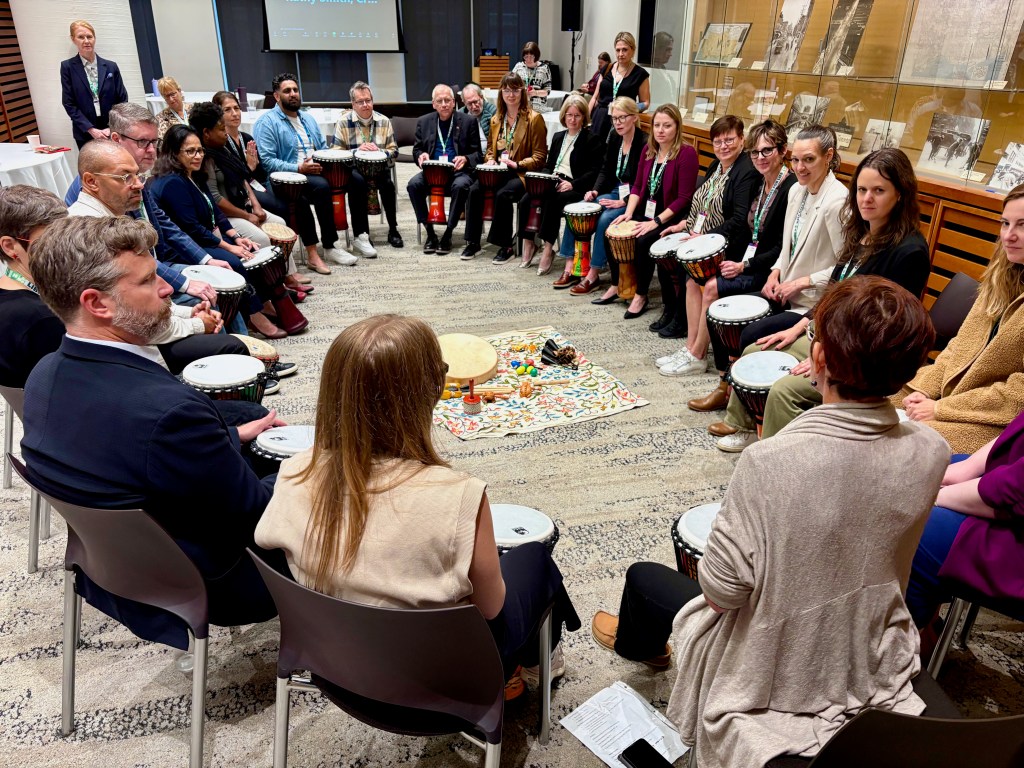 Attendees at the conference enjoyed the vibrant energy of a drum & percussion circle, facilitated by Vaughan Public Libraries.