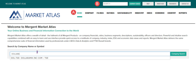 Market Atlas home screen